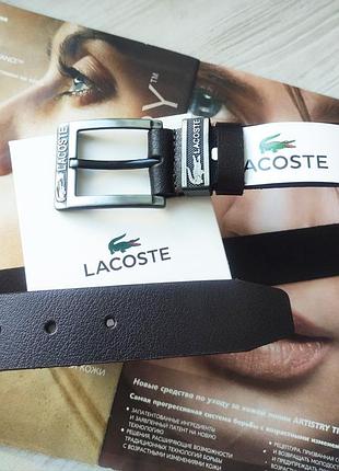 Мужской кожаный ремень lacoste темно коричневый 37672