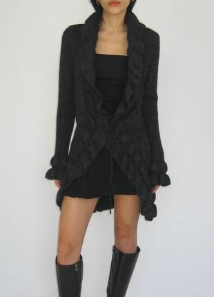 Вінтажний кардиган светр теплий сірого кольору розмір s