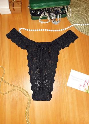 Шикарні чорні мереживні високі трусики стрінги debenhams