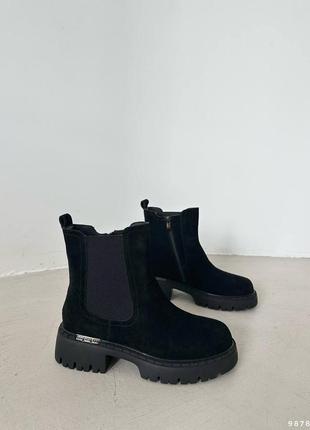 Ботинки зимние черные, натуральная замша, нат. мех