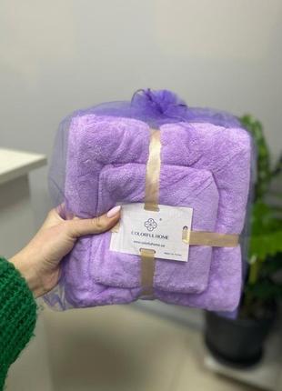 Набір рушників із мікрофібри мішечок фіолетовий