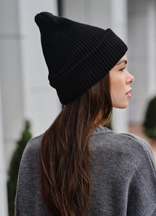 Шапка ❄️⛷️ тиковка с поднятой посадкой высокая башня в рубчик колокол