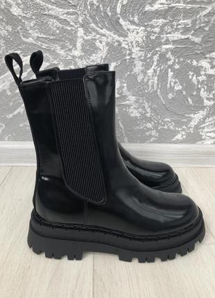 Черевики челсі зара zara лаковані2 фото
