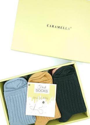 💃12 пар - красивий жіночий подарунковий набір шкарпетків caramella, яскраві,  коробка, цвета🔥