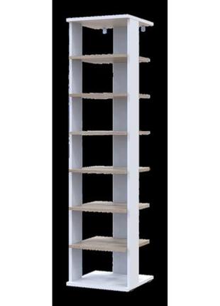 Тумба для взуття поличка паоло білий дуб сонома 38.4х38.4х153.4 см. взуття в передпокій. стелаж взуттєвий