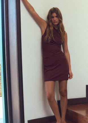 Платье женское бордовое короткое zara new