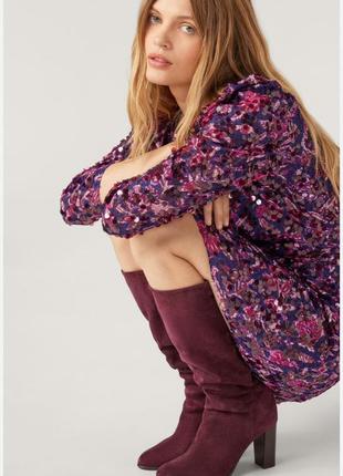 Замшеві чоботи кольору марсала