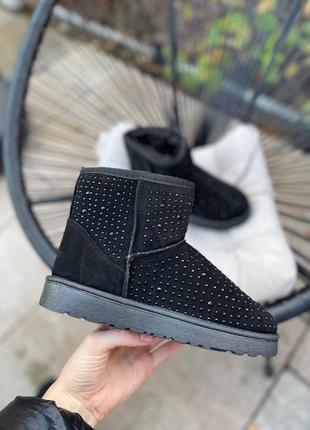 Зимние ботинки ugg black leather