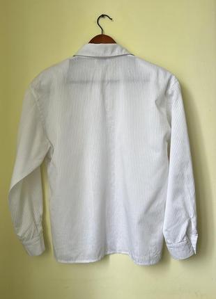 Женская офисная рубашка на длинный рукав белого цвета в полоску s размера5 фото
