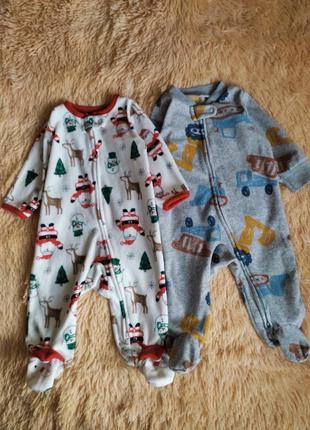 Флісовий чоловічок новорічний сліп піжама