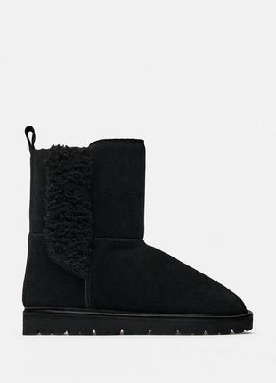 Zara боти замшеві уги підкладка  мєх 36, 38р