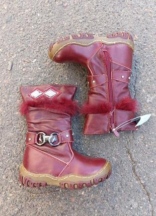 Зимние сапоги, низ кожа