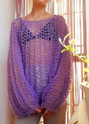 Нежный теплый свитерик из мохера ручной работы