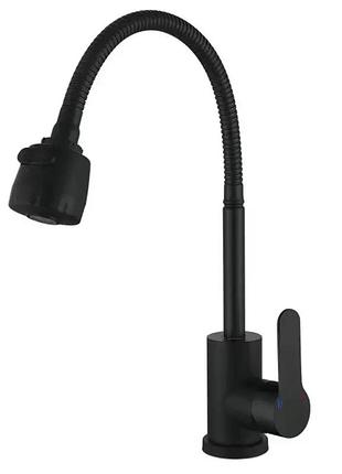 Смеситель для кухни zerix dax-011 black reflector с нерж. стали sus304 настенный (zx4822)