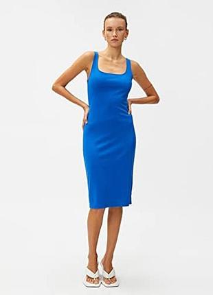 Стильное базовое синие трикотажное миди платье primark