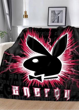 Плед покривало полуторний playboy   160х200 чорний плюш-велюр