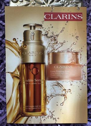 Оригінальний набір пробників clarins сироватка+ денний крем