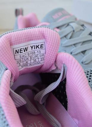 Жіночі літні кросівки сірі з рожевим, текстильна сітка, легкі спортивні якість5 фото