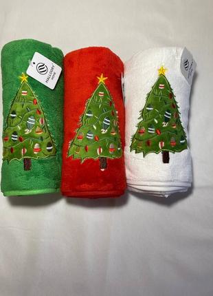 Новорічні рушники 50*100 у 3-х кольорах