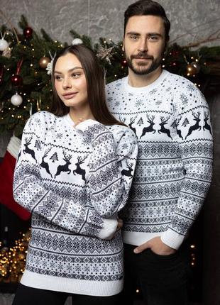 Новогодние свитера с оленями, женские и мужские🥰☃️