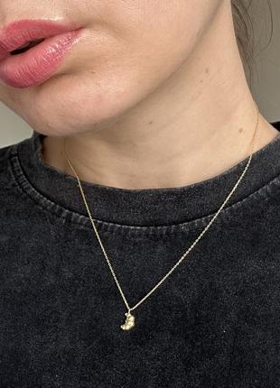 Подвес круассан, цепочка на шею тоненький серебро