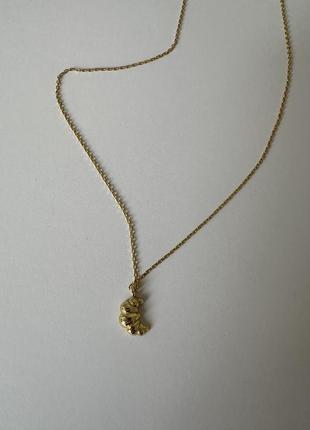 Подвес круассан, цепочка на шею тоненький серебро