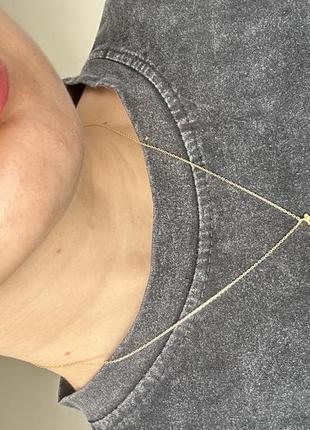 Подвес круассан, цепочка на шею тоненький серебро