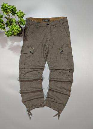Вінтажні чоловічі прямі мультипокетні карго штани на утяжках logg h&m розмір 33×34