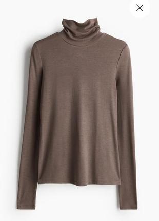 Базовый лонгслив гольф коричневая водолазка с горловиной капучино h&m
