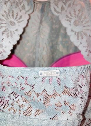Бюстгальтер-бралетт pink victoria’s secret high neck push up floral lace bralette5 фото