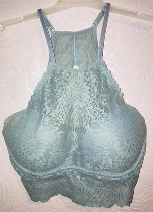 Бюстгальтер-бралетт pink victoria’s secret high neck push up floral lace bralette2 фото