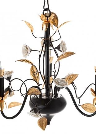 Люстра класична підвісна з листочками на 3 лампи
