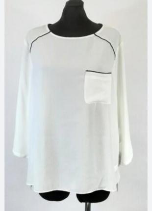 Елегантна блуза шифонова окантовка чорний стиль шанель