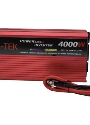 Преобразователь напряжения инвертор с дисплеем v-tek 4000w 12-220v автомобильный преобразователь