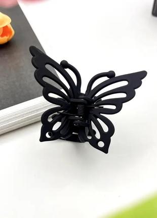 Заколка бабочка крабик черный