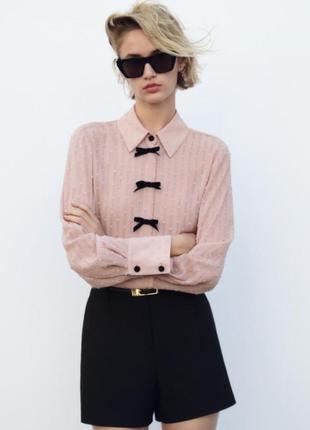 Рожева сорочка в горох zara new