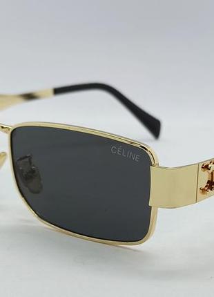 Окуляри  брендові  унісекс сонцезахисні вузькі чорні в золотому металі