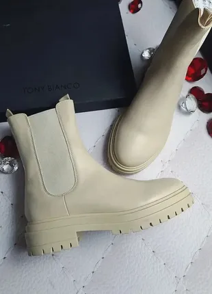 Tony bianco оригінал світло-бежеві шкіряні черевики челсі на платформі