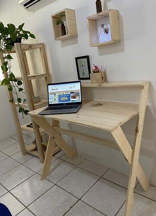 Рабочий стол письменный етажерка полочки из цельного дерева комплект большой выбор цветов 
различные размеры