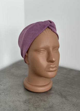 Пов’язка на голову чалма осіння з еко замша фіолетова