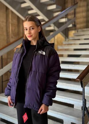 Зимняя куртка пуховик The North Face 700 фиолетовый цвет