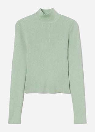 Вязаная плотенька укороченная водолазка гольф свитер в рубчик от h&m
