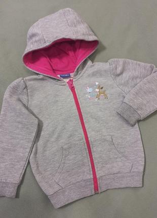 Теплая кофта на замке для девочки 86-92 см.