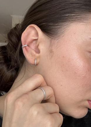 Серьги серебряные с каффой, минималистичные серебряные серьги