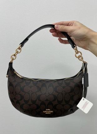 Coach payton hobo in signature canvas in brown/black, женская кожаная сумка