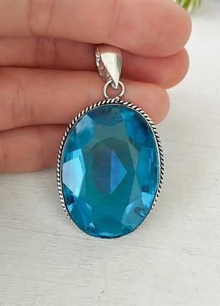 Знижка! топаз🩵 дорогоцінний кулон срібло натуральний камінь