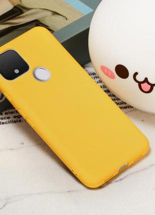 Силіконовий чохол для google pixel 4a жовтий з мікрофіброю soft touch