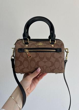 Coach rowan satchel in signature canvas, женская кожаная сумка