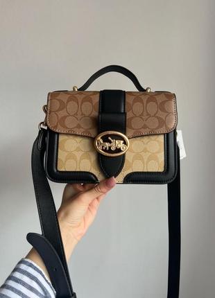 Coach georgie shoulder bag in blocked signature canvas, жіноча шкіряна сумка