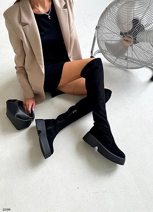 Женские замшевые деми сапоги ботфорты